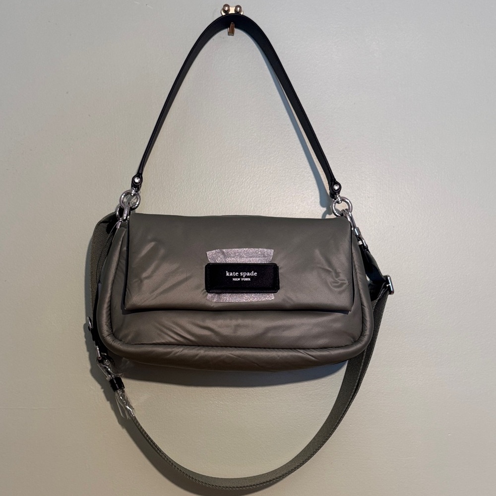 Kate Spade Sage Green puffed fabric Crossbody Bag
